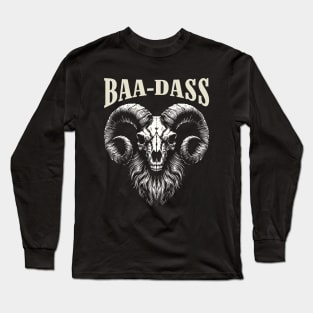 Creepy and Badass Ram Skull: Stylish beard Long Sleeve T-Shirt